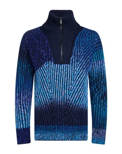 Dondup Man Turtleneck Azure Size 46 Wool, Acrylic, Polyacrylic, Alpaca Wool In Blue