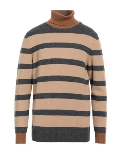 Dondup Man Turtleneck Beige Size 42 Wool, Cashmere