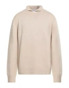 Dondup Man Turtleneck Beige Size 42 Wool In Neutral