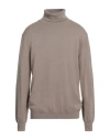 Dondup Man Turtleneck Beige Size 44 Cashmere, Silk In Brown