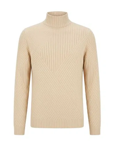 Dondup Man Turtleneck Beige Size 44 Wool, Cashmere In Neutral