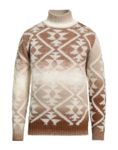 Dondup Man Turtleneck Brown Size 40 Acrylic, Wool, Alpaca Wool