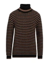 Dondup Man Turtleneck Brown Size 44 Merino Wool In Brown