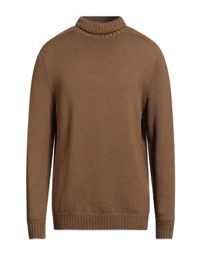 Dondup Man Turtleneck Brown Size 44 Wool