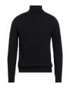 Dondup Man Turtleneck Midnight Blue Size 40 Wool In Black
