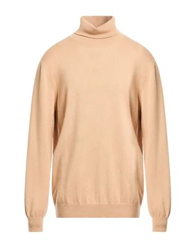 Dondup Man Turtleneck Sand Size 44 Cashmere, Silk In Brown