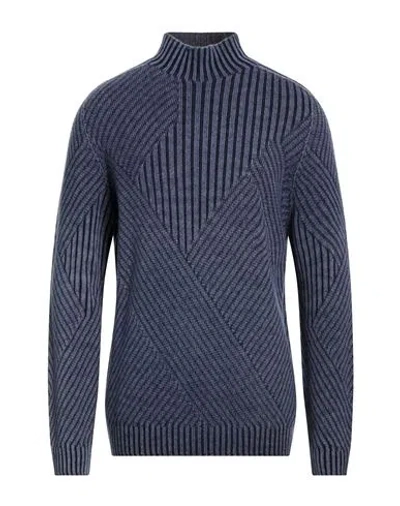 Dondup Man Turtleneck Slate Blue Size 46 Wool, Cashmere