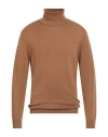 Dondup Man Turtleneck Tan Size 42 Merino Wool In Brown