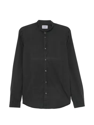 Dondup Mandarin-collar Long-sleeve Shirt In Black