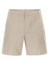 Dondup Manheim Cotton Gabardine Bermuda Shorts In Neutral