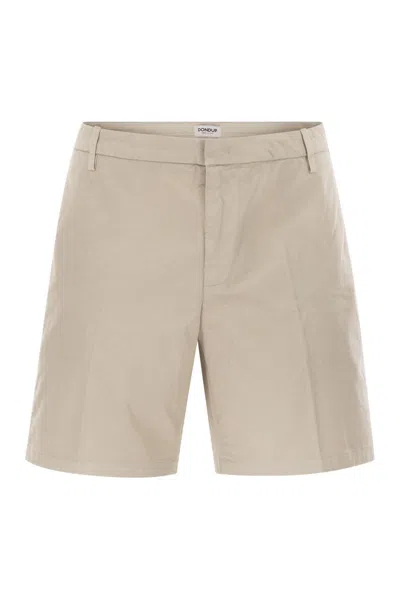 Dondup Manheim - Cotton Gabardine Bermuda Shorts In Neutral