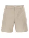 Dondup Manheim Cotton Gabardine Bermuda Shorts In White