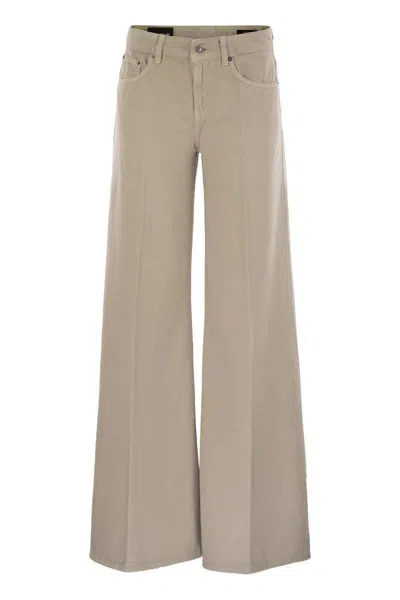 Dondup Wide-leg Casual Trousers In Brown