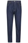 Dondup Relaxed-fit Cotton Pants With Five-pocket Design And Contrasting Patch In Blue