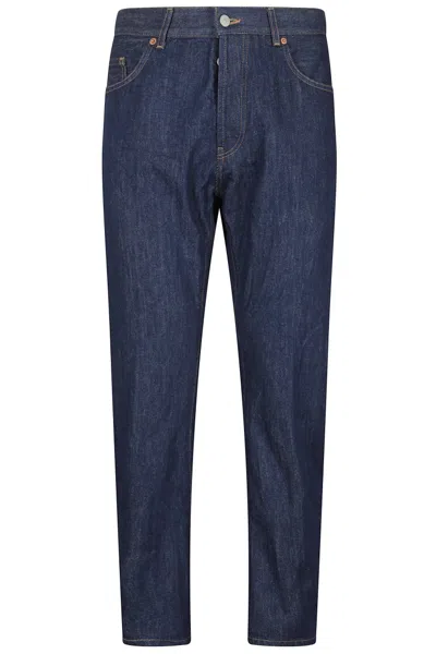 DONDUP DONDUP MEDIUM BLUE CARROT-FIT JEANS WITH BUTTON CLOSURE