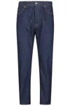 Dondup Relaxed-fit Cotton Pants With Five-pocket Design And Contrasting Patch In Blue