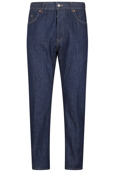 DONDUP MEDIUM BLUE CARROT-FIT JEANS WITH BUTTON CLOSURE