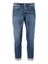 Dondup Medium Blue Icon Rolled Jeans In Blue