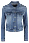 Dondup Denim Jacket With Long Sleeves And Collared Neck In Blue