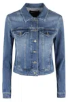 Dondup Denim Jacket With Long Sleeves And Collared Neck In Blue
