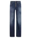 Dondup Medium Blue Straight-leg Jeans With Button Closure In Blue
