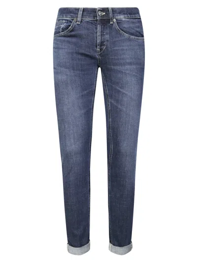 Dondup Medium Blue Straight-leg Jeans With Distinctive Stitching