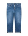 Dondup Tailored Straight Leg Trousers In Cotton-elastane Blend In Blue