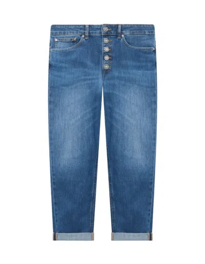 Dondup Tailored Straight Leg Trousers In Cotton-elastane Blend In Multi
