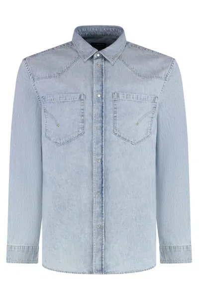 Dondup Men's Cotton Denim Shirt With Two Front Pockets