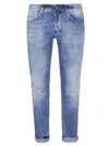 Dondup George Stonewashed Cotton Blend Pants In Blue