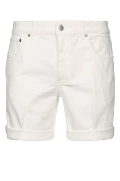 Dondup Man Denim Shorts White Size 28 Cotton