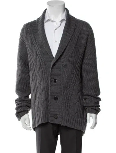 Pre-owned Dondup Merino Wool V-neck Cardigan In Gray