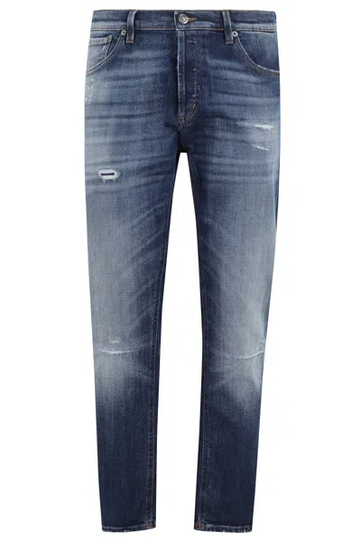 Dondup Mid-rise Carrot Leg Jeans With Stylish Rips In Blue