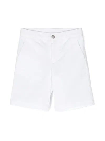 Dondup Kids' Mid-rise Cotton Chino Shorts In 白色