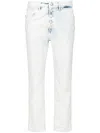 Dondup Mid-rise Cropped Jeans In Blu Denim Chiaro