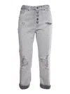 Dondup Koons Gray Jewel Trousers In Fumo