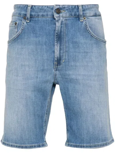 Dondup Logo-plaque Denim Shorts In Blue