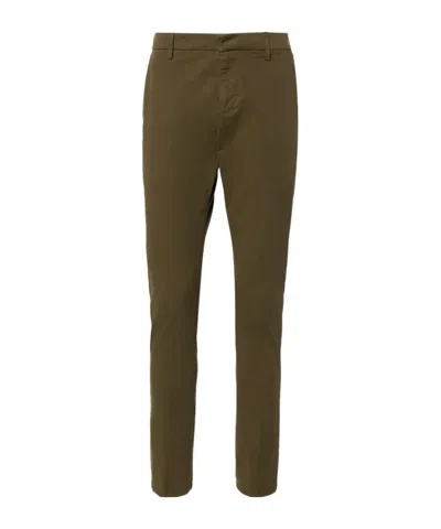 Dondup Mid-rise Straight Leg Trousers In Green