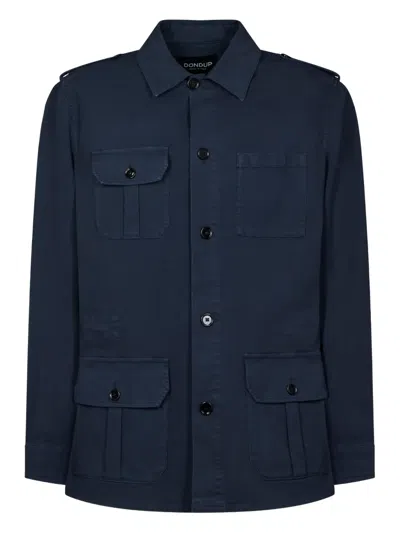 Dondup Military-style Button-up Jacket In Blue