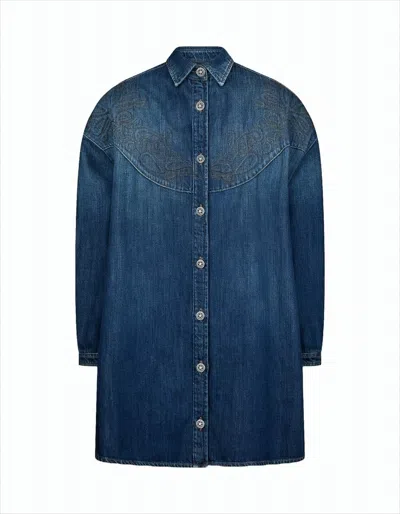 Dondup Minimalist Tailored Contemporary Midi Dress In Blue