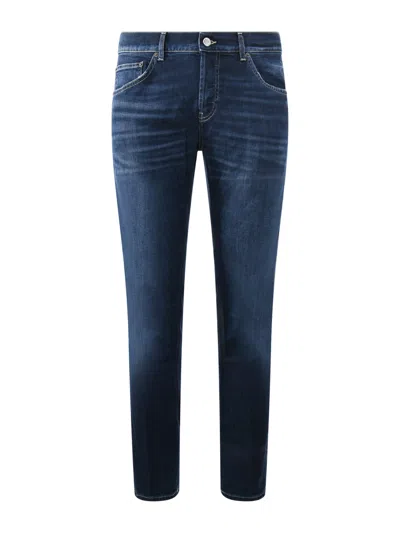 Dondup Mius Slim Fit Jeans In Dark Blue Stretch Denim