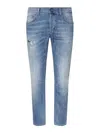 Dondup Distressed Slim Fit Jeans In Blue