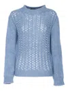 Dondup Mock-neck Embroidered Sweater In Blue