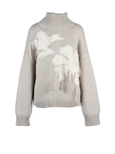 Dondup Mock Neck Sweater Relaxed Fit - Beige In Gray