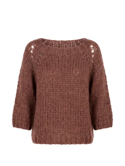 Dondup Mohair Chunky-knit Sweater In Brown
