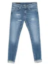 Dondup Distressed Cropped Jeans In Blue