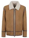 Dondup Shearling Collar Coat With Buckle And Pockets In Brown