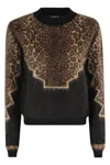 Dondup Leopard-print Geometric-pattern Sweater In Multi