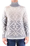 Dondup Knitwear With Geometric Pattern And Turtleneck In Gray