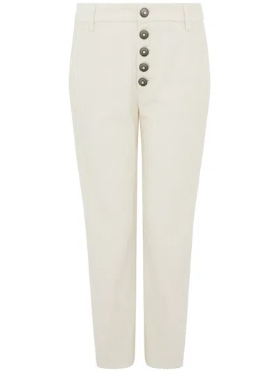 Dondup Natural Mid-rise Front Jeans In Beige